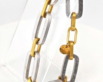 Rustic Cuff Mixed Metal Geometric Statement Bracelet