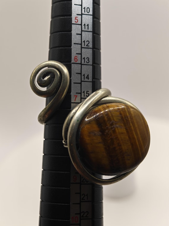 Vintage Tiger’s Eye Statement Ring – Sculptural S… - image 2