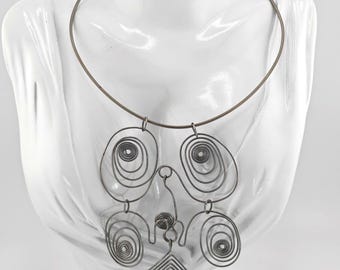 Vintage Calder Style Artisan Wirework Statement Necklace