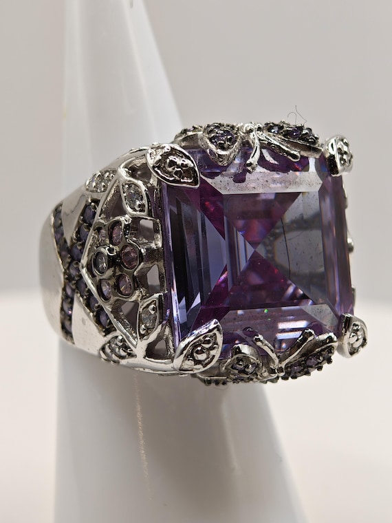 Sterling Silver Statement Cocktail Ring – Large E… - image 1