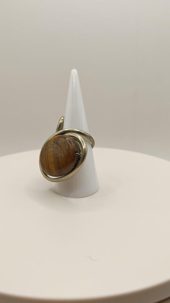 Vintage Tiger’s Eye Statement Ring – Sculptural S… - image 5