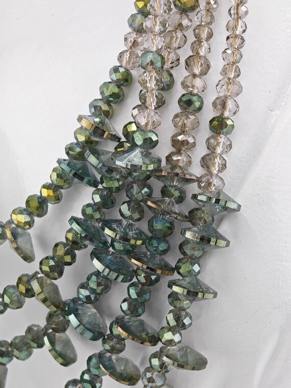Green Crystal Multi Strand Statement Necklace – G… - image 2