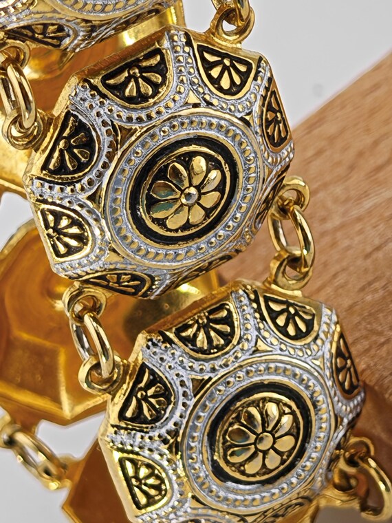 Vintage Spanish Damascene Link Bracelet – Toledo Gold & Silver Tone View 4
