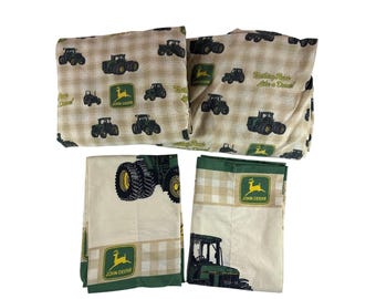 Juego de sábanas individuales vintage John Deere con diseño de tractor y ropa de cama de granja. Nada funciona como Deere.