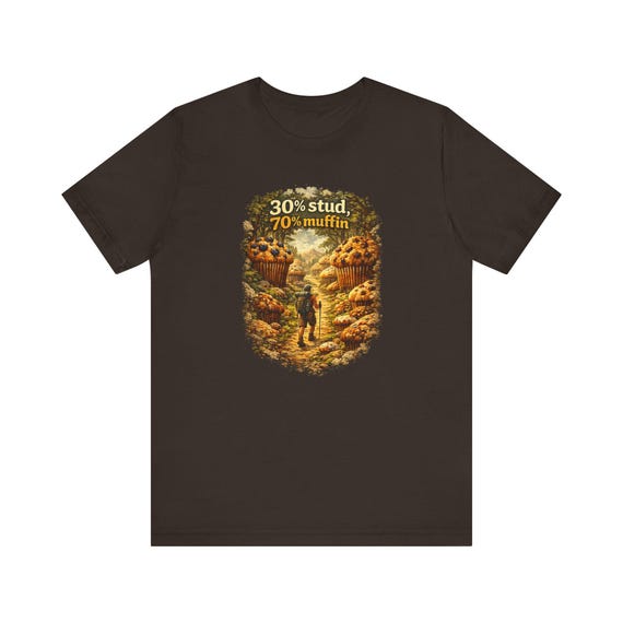 30 percent Stud 70 percent Muffin Hiking T-Shirt | Retro Fantasy Muffin Landscape