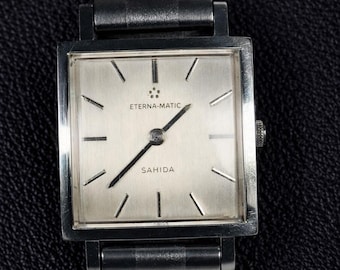 Rare Vintage Eterna-Matic Sahida Mens Watch | 1960s Swiss Automatic Square Dress Watch