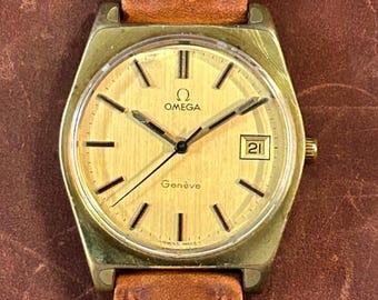 Vintage Omega Genève | Cal. 613 Manual Wind | Gold-Plated Cushion Case | Date | Champagne Dial | 1970s Swiss Dress Watch