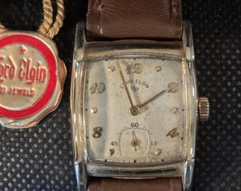 vintage rare montre tank pour homme Lord Elgin | 21 joyaux | Rempli d'or 14 carats | Remontage manuel |