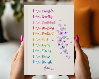 Personalized Affirmations Journal Gift, Motivational Journal, Custom Name Notebook for Girl, Birthday Gift for Daughter, Gift for Teen Girl