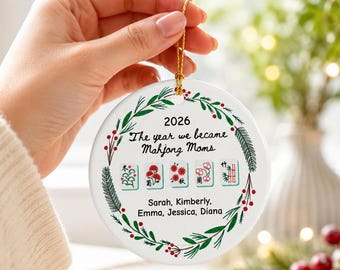 Gepersonaliseerd Mahjong-ornament 2026, Mahjong-kerstornament voor moeders, Mahjong-cadeau op maat, Mahjong-vriendencadeau, Mahjong-cadeau als aandenken