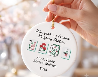 Mahjong-ornament op maat 2026, Mahjong-cadeau voor beste vrienden, Mahjong-kerstornament, Mahjong-groepscadeau voor vrienden, Mahjong-vakantiesouvenir