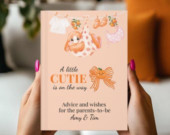 A Little Cutie Is On The Way Baby Shower Guest Book, Advice and Wishes for the Parents-to-Be, Personalized Baby Shower Keepsake Journal
