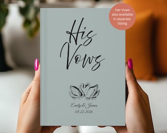 His Vows Wedding Vow Book, Personalized Groom Vow Journal, Minimalist Wedding Vow Book Custom Wedding Ceremony Keepsake Gift His and Her Vow