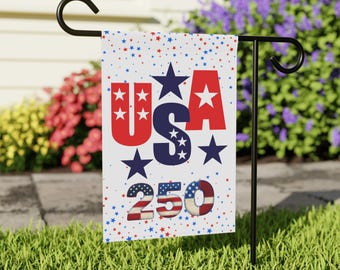 USA 250 Garden Banner Patriotic Stars Yard Flag 250th Anniversary Porch Flag Patriotic Outdoor Yard Decor 250th Birthday Garden Flag 12"x18"