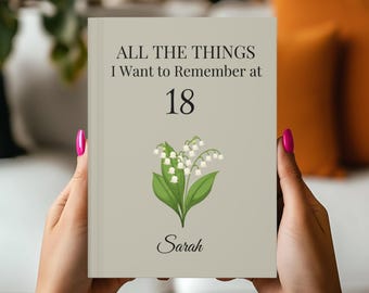 Personalized Birthday Journal, 18th Birthday Gift, May Birth Flower Birthday Journal, Turning 18 Gift, Lily of the Valley Journal Chapter 18
