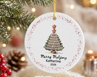 Gepersonaliseerd Mahjong Kerstornament, Vrolijk Mahjong Ornament, Mahjong Cadeau op Maat, Cadeau voor Mahjong Speler, Mahjong Kerstsouvenir 2026