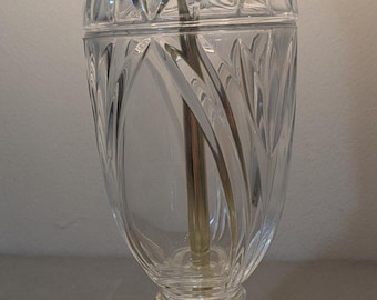 Vintage Excelsior tafellamp helder geslepen glas en messing, elegant decor EUC