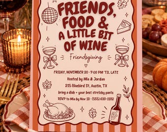 Friendsgiving Invitation, Editable Canva Template, 5x7 Printable (Digital Download)
