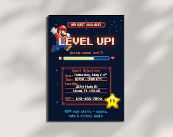 Editable Gamer Birthday Invitation | Retro Video Game Quest Party Invite (Digital Download)