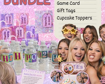 Y2K Party Bundle - Movie Game, Photo Booth Props, Cupcake Toppers
