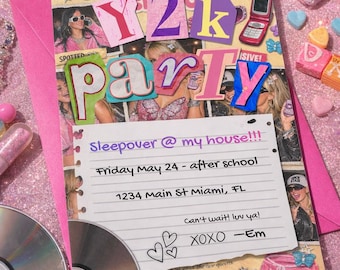 Y2K Birthday Invite, Retro 2000s Style (Editable Digital Download)