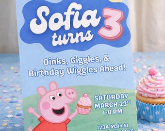 Peppa Pig Party Invitation: Editable Toddler Birthday (Digital Download)