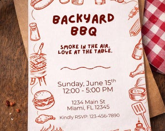 Father's Day BBQ Invitation - Easy to Edit Summer Cookout Invite