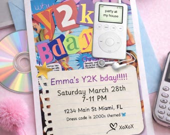 Retro Birthday Invitation: Y2K 2000s Party (Digital Download)