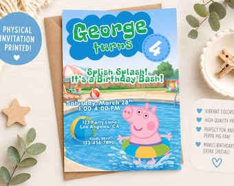 Toddler Pool Party Invitation, Pig Theme (Digital Download)