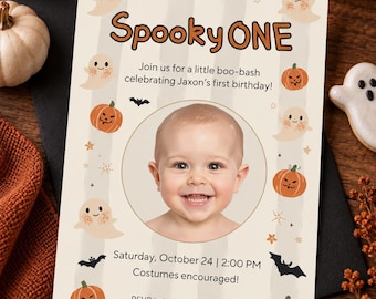Spooky One Halloween First Birthday Invitation, Editable Canva Template, 5x7 Printable, Instant Download