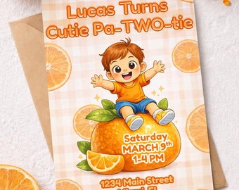 Orange 2nd Birthday Invitation: Two Sweet Citrus Theme