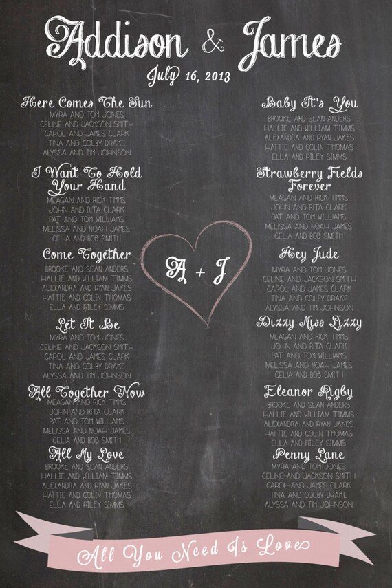 Chalkboard Wedding Seating Chart