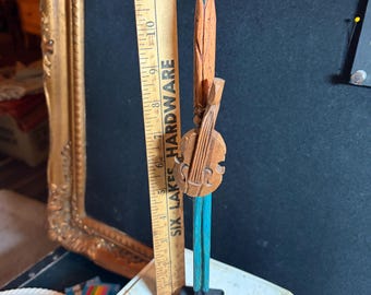 Hand Carved Wooden Fiddler Figurine: Rustic Folk Art Sculpture (13 Inch)