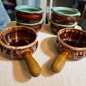 Vintage Franska Löksoppa Skålar Från Mitten Av Århundradet - Lott om 6 Beauceware & Country Coffee