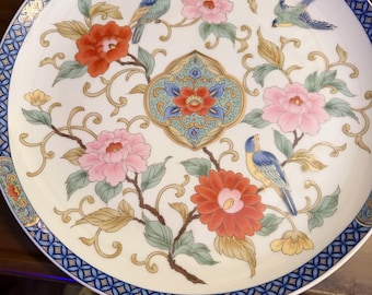 ヴィンテージ高橋サンフランシスコ磁器プレート｜シノワズリー鳥と牡丹の花のデザイン｜日本製 1970年代 ミッドセンチュリー ホームデコレーション