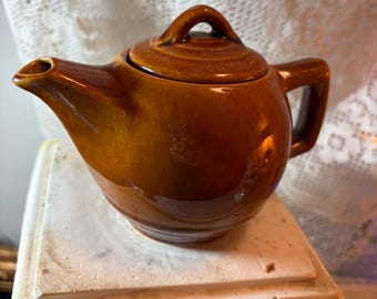 Pristine Vintage McCoy Pottery Individual Brown Teapot – 4.5" – No Crazing