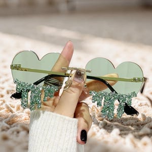 Y2k Sunglasses Rhinestone Heart - Etsy display picture 3