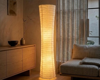 Lámpara de pie alta de papel de arroz, iluminación japonesa Japandi, lámpara de pie Wabi Sabi, lámpara de columna minimalista, luz para decoración del hogar Zen