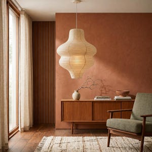 Cloud Rice Paper Pendant Lamp, Akari Style Hanging Light, Japandi Wabi Sabi Ceiling Lamp, Japanese Paper Lantern, Minimalist Decor