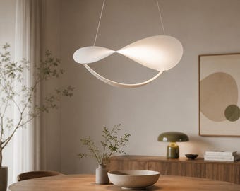 Lampada a sospensione moderna a LED dal design scultoreo, lampada a sospensione minimalista, plafoniera contemporanea, illuminazione per sala da pranzo in stile giapponese.
