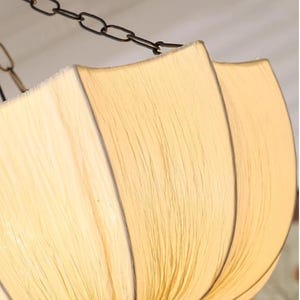 Wabi Sabi Linen Pendant Light, Japandi Hanging Ceiling Lamp, Beige Fabric Fixture image 2