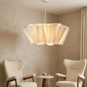 Klosz do lampy wiszącej z lnu, składana lampa wisząca w stylu francuskim, lampa sufitowa w stylu japońskim, minimalistyczna lampa z tkaniny, nowoczesne oświetlenie dekoracyjne do domu