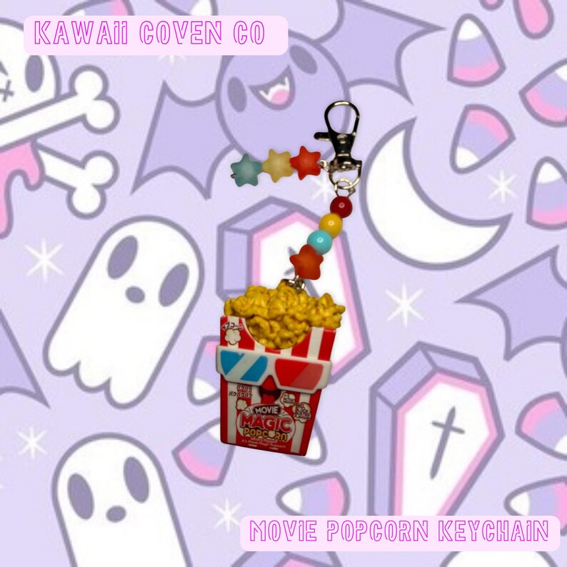 Movie Popcorn Keychain - Etsy