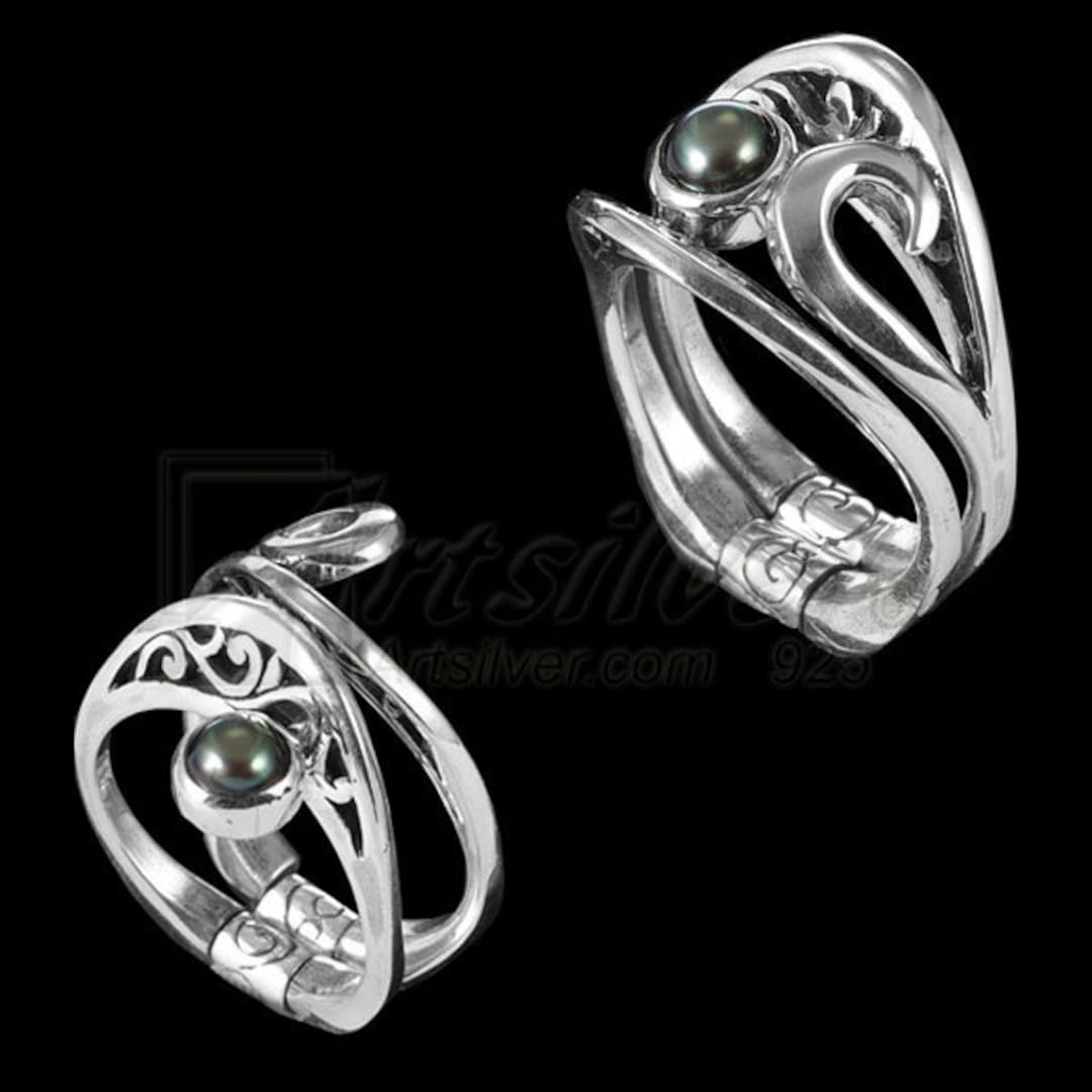 Transformable Ring Multi Style Pearl / Gemstone Ring. Silver Transformable Ring That Can ...