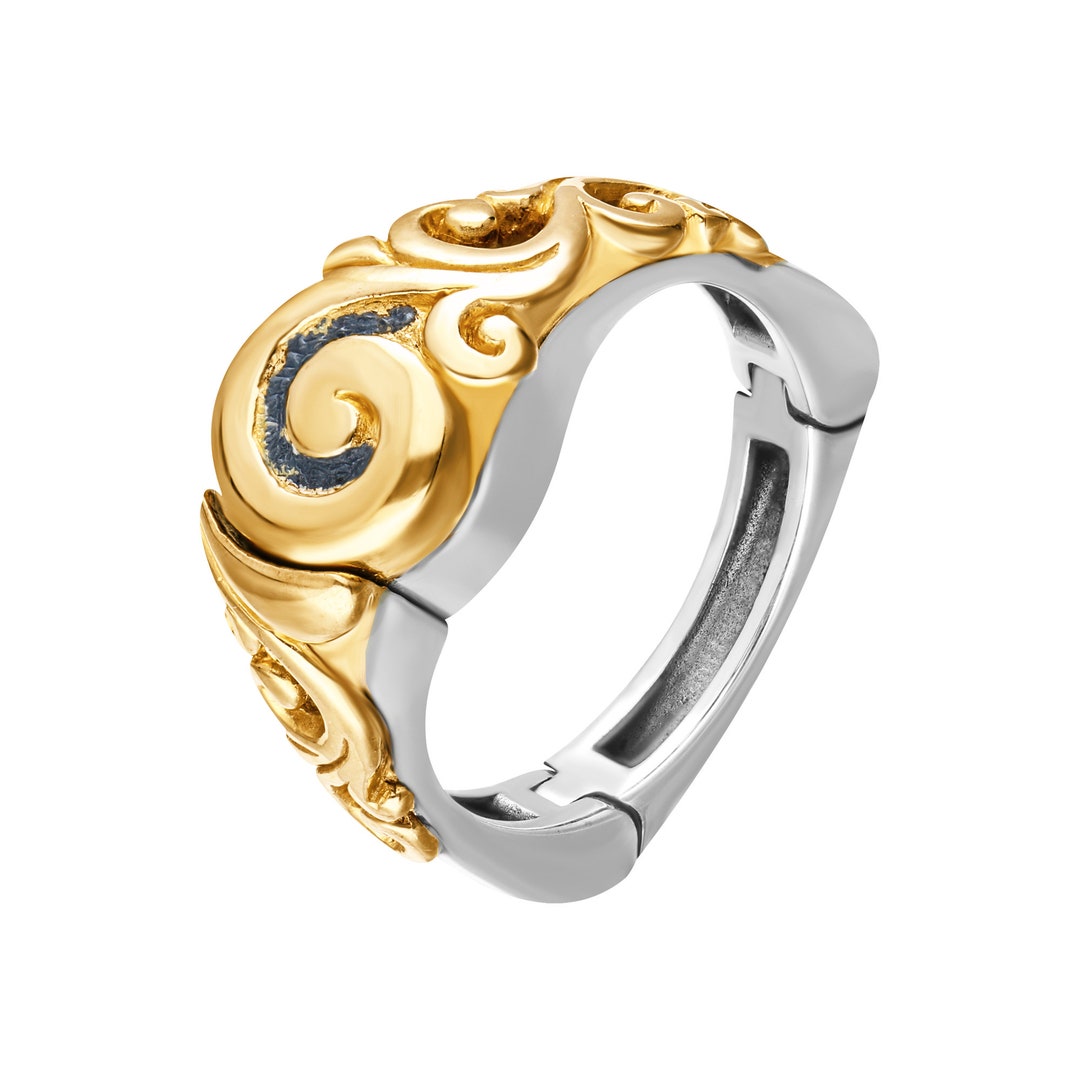 Scrollwork Ring Minimalist Silver and Gold Scrollwork Ring - Etsy