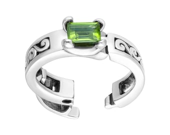 Anillo clásico de piedras preciosas hecho a mano - Anillo de plata de ley con bisagras para nudillos grandes