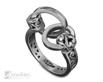 Engagement Ring / Promise Ring / Infinity Ring. Sterling Silver Best Friend Ring With Moveable Linked Rings. - KS421s