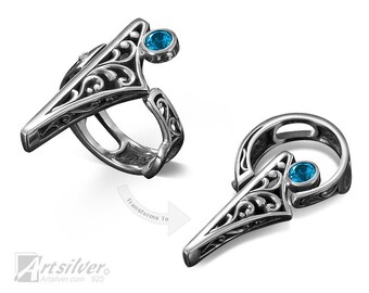 Colgante único de piedras preciosas semipreciosas de plata, usable como ANILLO Y COLGANTE - KS389s
