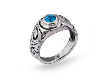 Sterling Silver Ring with Filigree Design - KS658