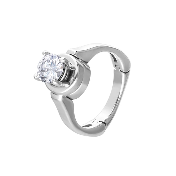 Classic Elegance in a Hinged Solitaire Setting, Arthritis Ring, Fat Knuckle Ring,
